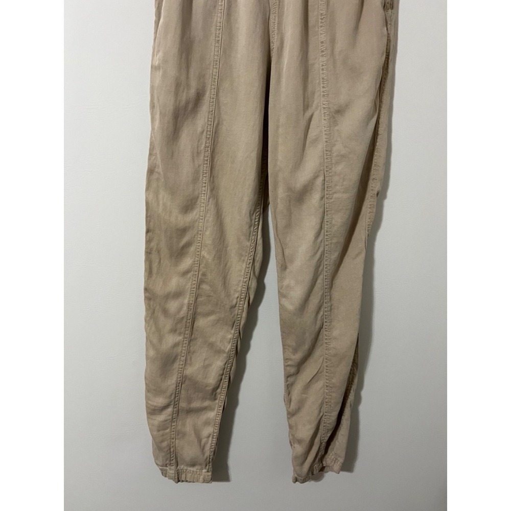 Faherty Khaki Cream Linen Blend Arlie Everyday Pant Tapered Pull On Stretchy S - Picture 6 of 9
